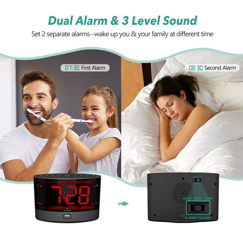 [Australia] - ANJANK Extra Loud Alarm Clock with Wireless Bed Shaker, Vibrating Dual Alarm Clock for Heavy Sleepers, Deaf and Hearing-impaired, Adjustable Volume/Dimmer/Wake up Mode, USB Charger Port, Pillow Shaker 
