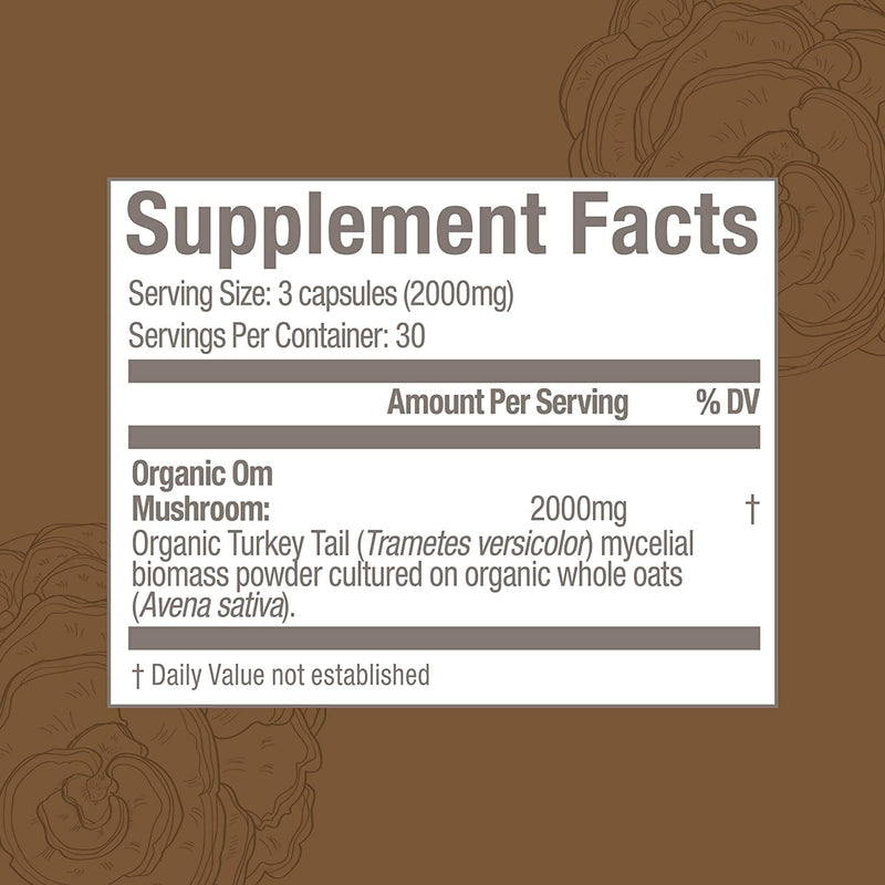[Australia] - Om Mushroom Superfood Turkey Tail Mushroom Capsules Superfood Supplement, 90 Count, 30 Days, Immune Support, Polysacchrides, Beta-Glucans, Gut Health & Holistic Defense Mushroom Supplement Turkey Tail Capsules 90 Count (Pack of 1) 
