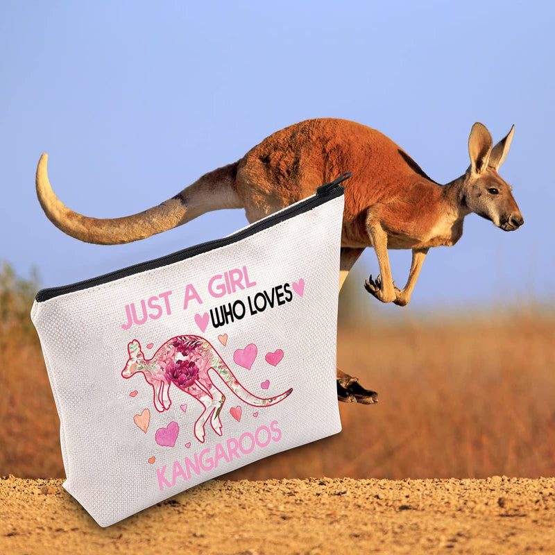 [Australia] - LEVLO Funny Kangaroo Cosmetic Make up Bag Kangaroo Lover Inspired Gift Just A Girl Who loves Kangaroos Makeup Zipper Pouch Bag For Animal Lover Gi, Who loves Kangaroos, 