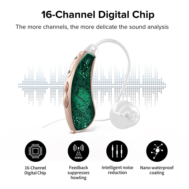 [Australia] - Hearing Aids, 16 Channel Digital Chip, High Fidelity Sound Quality, Noise Reduction, Feedback Cancellation, Ultra-Lightweight Hearing Amplifiers for Adults Hearing Loss (1 Pcs) 