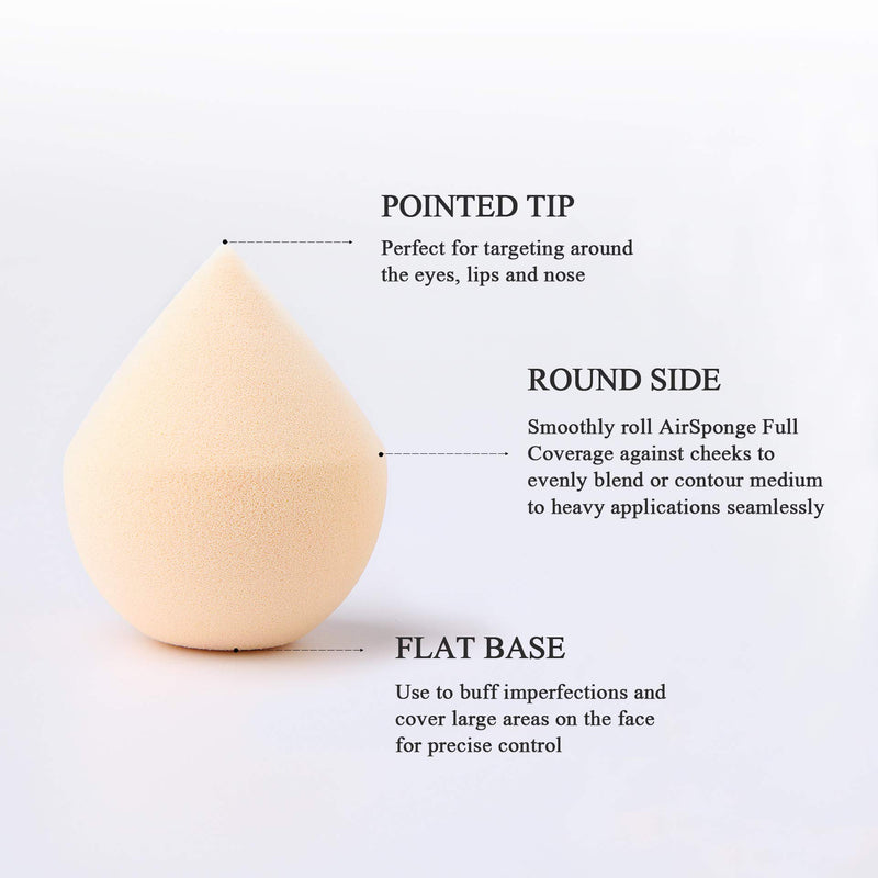 [Australia] - BASEBLUE AirSponge Full Coverage Makeup Applicator | Latex-Free Cosmetic Blending Sponge for Foundations, Powders and Liquids| Hide Scars, Blemishes and Imperfections [CREAM] 