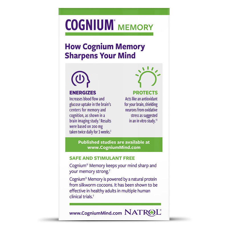 [Australia] - Natrol Cognium Tablets, Brain Health, Keeps Memory Strong, Shown to Improve Memory and Recall in Healthy Adults, Safe and Stimulant Free, 100mg, 60 Count 60 Count (Pack of 1) 