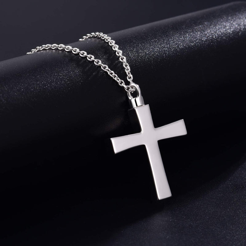 [Australia] - ACJFA 925 Sterling Silver Cross Urn Pendant Necklace Keepsake Memorial Cremation Jewelry for Ashes for Men for Women 