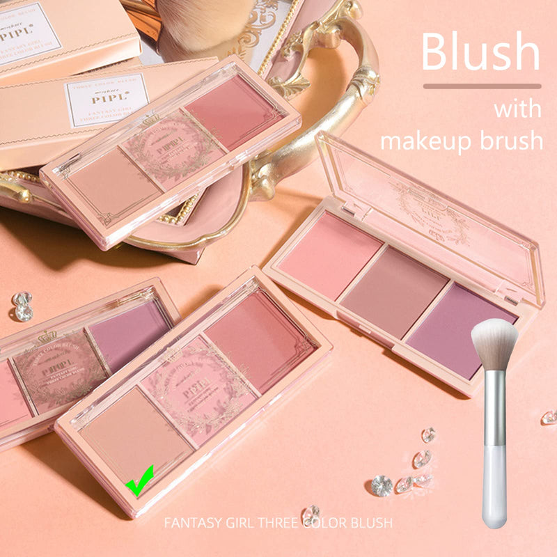 [Australia] - Blushers for Cheeks, 3 In 1 Color Matte Face Blush Make Up Powder, Makeup Blusher for Long-Lasting Sweat-Resistant Non-Greasy Blush Glow Matte Super Brighten Skin Shimmery Natural Look 