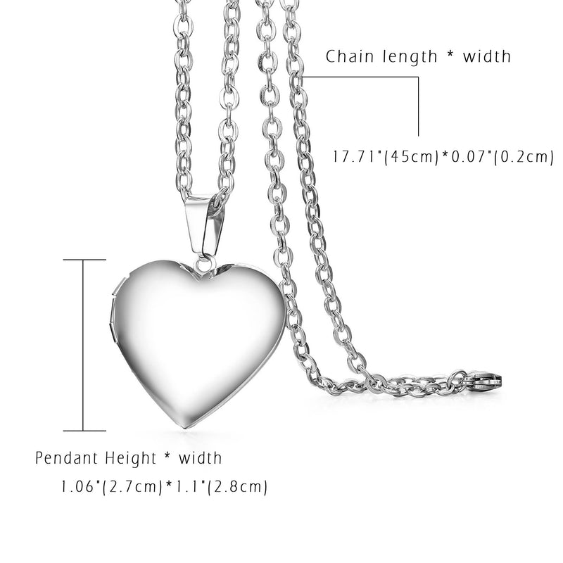 [Australia] - Cupimatch Book Love Heart Photo Locket Pendant Necklace Charm Chain Fashion Jewelry 17.8" 