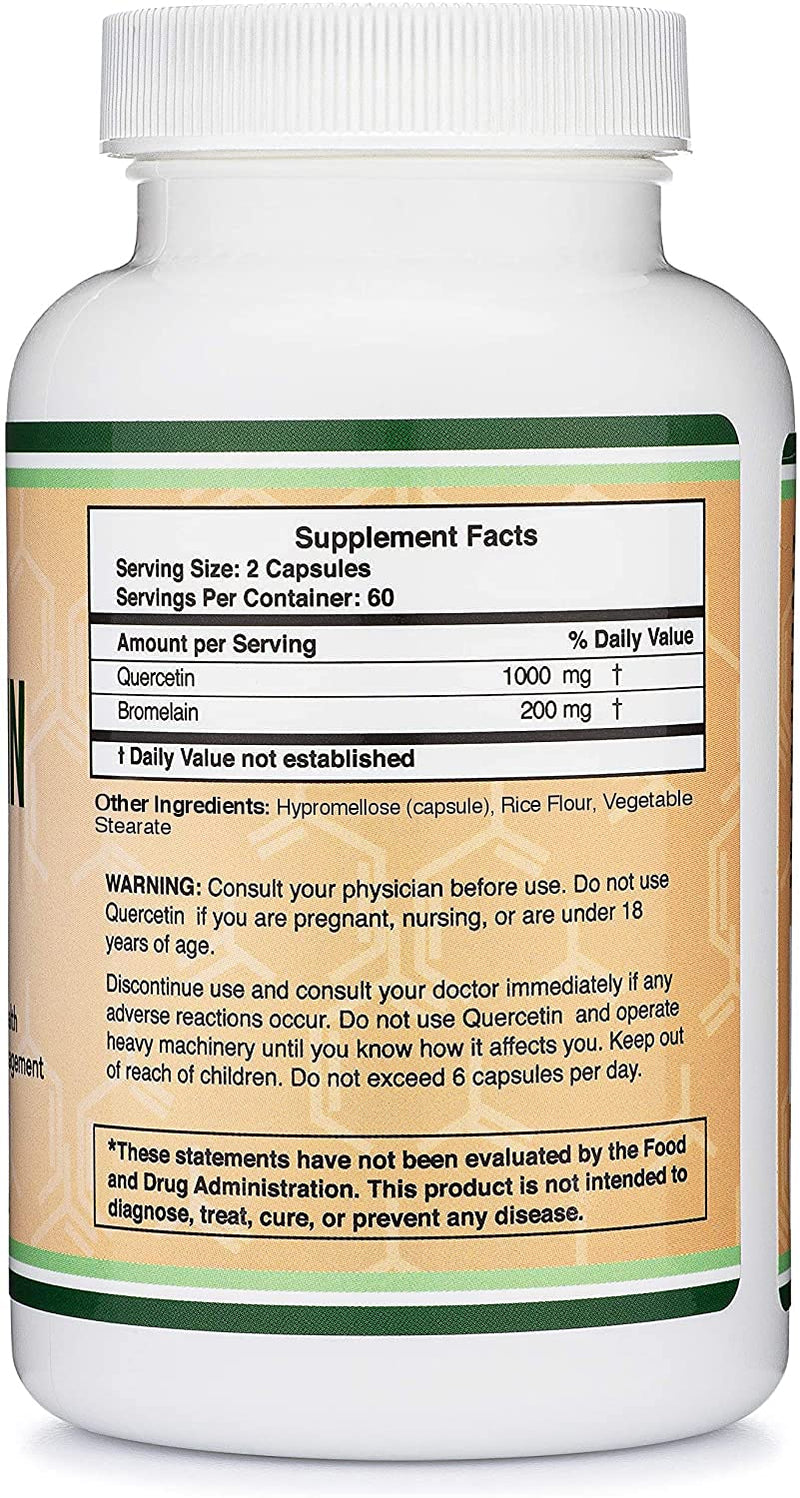 [Australia] - Double Wood Quercetin Supplement with Bromelain | 120 High Strength Capsules - 1000mg Quercetin & 200mg Bromelain per Serving | Quercetine Antioxidant Supplements | Non-GMO & Gluten Free 
