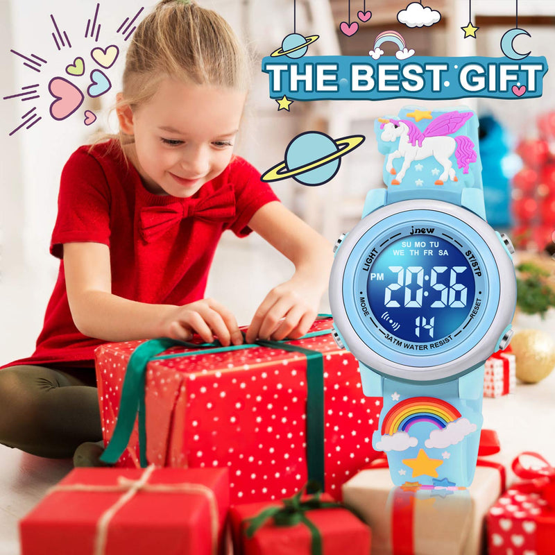 [Australia] - VAPCUFF 3D Cartoon Waterproof Watches for Girls with Alarm - Best Toys Gifts for Girls Age 3-10 Blue 