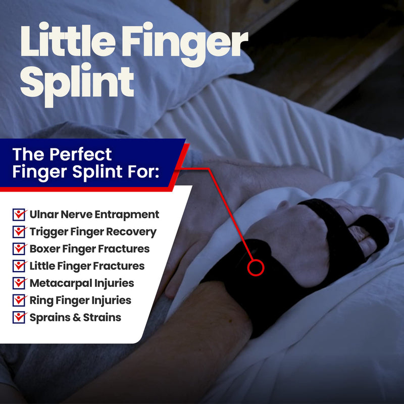 [Australia] - Metacarpal Finger Splint Hand Brace – Pinky Finger Splint For Boxer Fractures, Broken Ring, Little Finger Cast, Trigger Finger Immobilizer Straightener, Ulnar Gutter Splint Support Left - Small/Med Small/Medium (Pack of 1) 