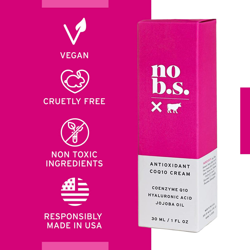 [Australia] - No B.S. Antioxidant CoQ10 Face Cream - Face Firming Moisturizer with Coenzyme Q10, Hyaluronic Acid & Jojoba Oil. Potent Formulas. Clean Skincare. 