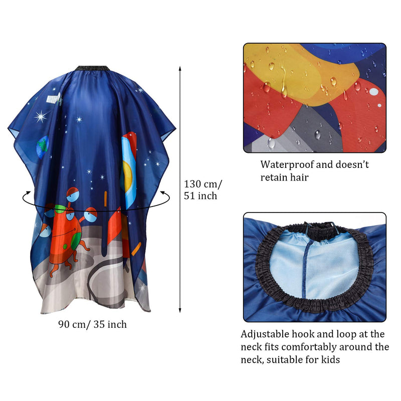 [Australia] - 2 Pieces Kids Haircut Salon Cape Waterproof Hair Cutting Cape Children Hairdressing Apron Barber Gown Hair Cutting Shampoo Styling Capes for Kids Children (Dolphin and Rocket Pattern) 