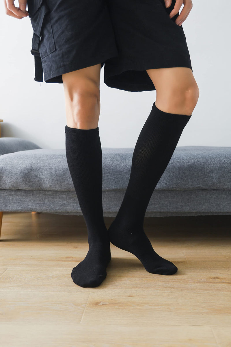 [Australia] - Yomandamor Mens Bamboo Diabetic Over The Calf Socks,4 Pack Size 10-13 4 Pairs Black 