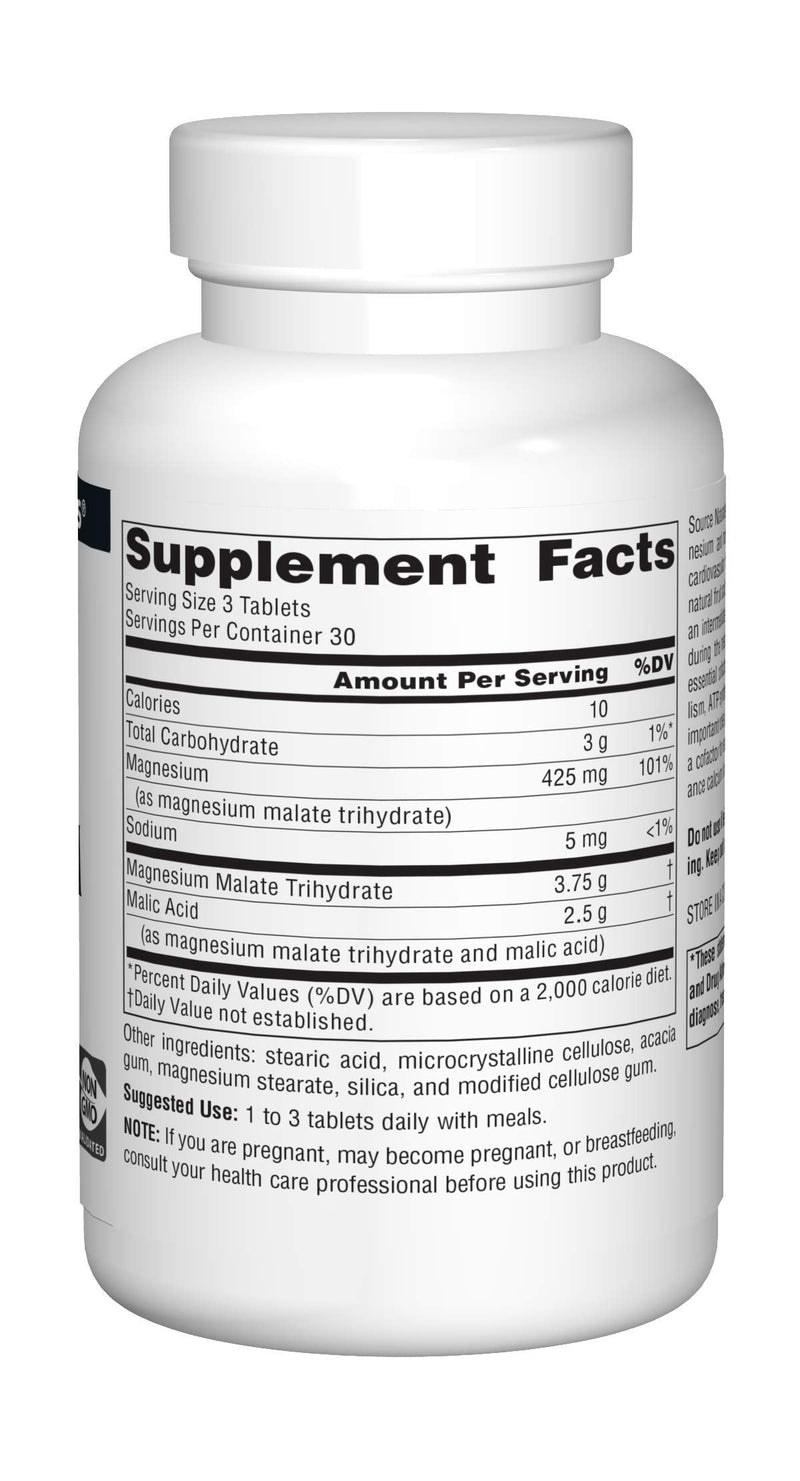 [Australia] - Source Naturals Magnesium Malate 3750 mg Per Serving Essential Magnesium Malic Acid Supplement - 90 Tablets 
