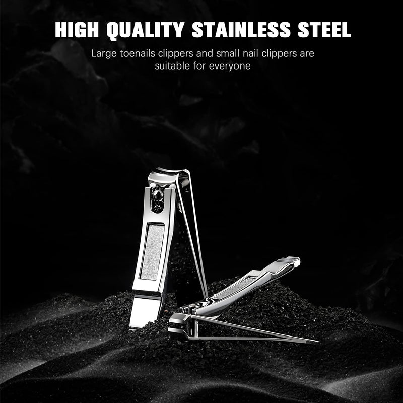 [Australia] - FERYES Nail Clippers, 2 Pcs Nail Cutter Set Sharpest Stainless Steel Fingernail + Toenail Kit Perfect for Men & Women Silver 