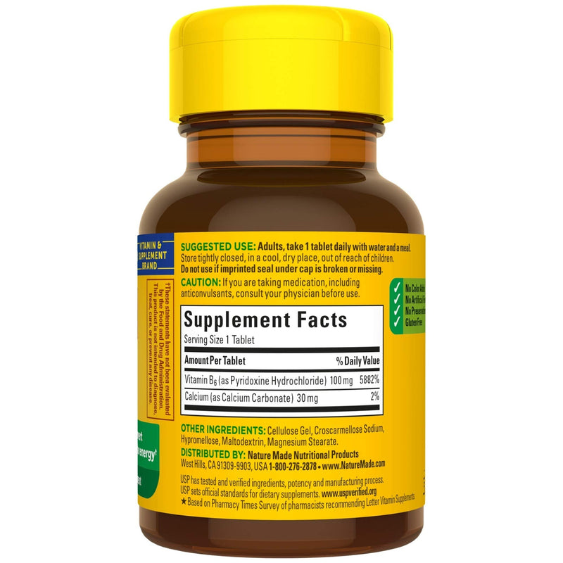 [Australia] - Vitamin B6 100 mg Tablets, 100 Count for Metabolic Health 