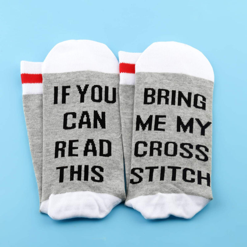 [Australia] - PYOUL 1 Pair Cross Stitch Gift Cross Stitch Lover Socks If You Can Read This Bring Me My Cross Stitch Socks Cross Stitch 1 Pair 
