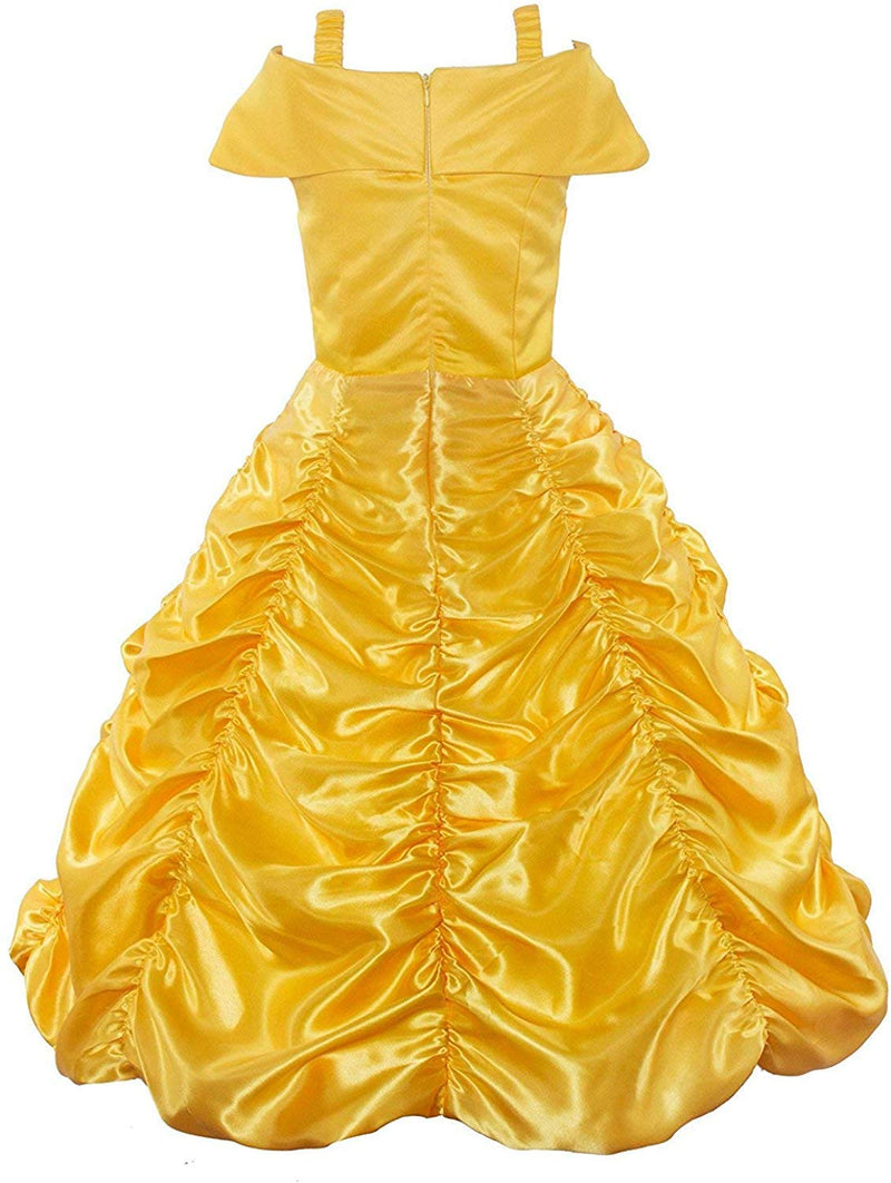 [Australia] - JerrisApparel Princess Dress Off Shoulder Layered Costume for Little Girl Yellow With Accessories 2 Years 