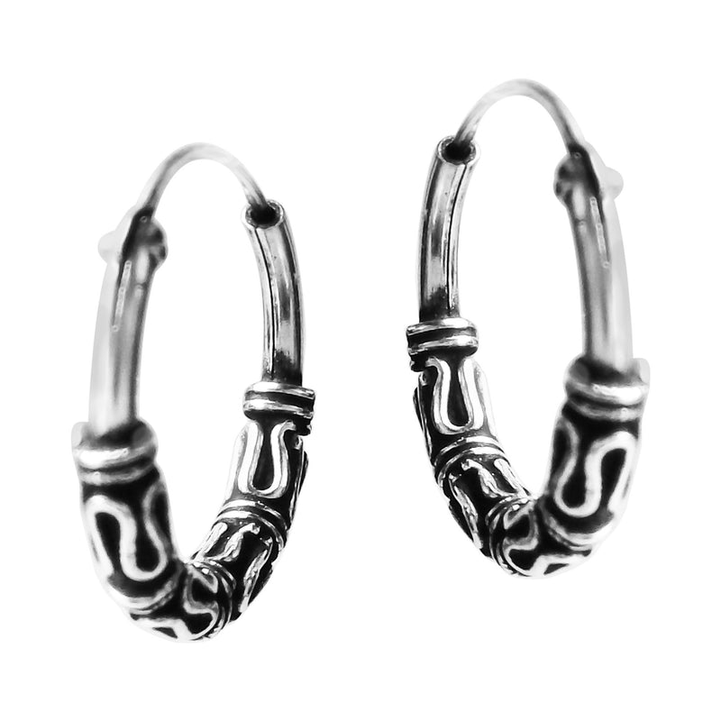 [Australia] - Balinese Interlace Tribal Ornate Sterling Silver Hoop Earrings 