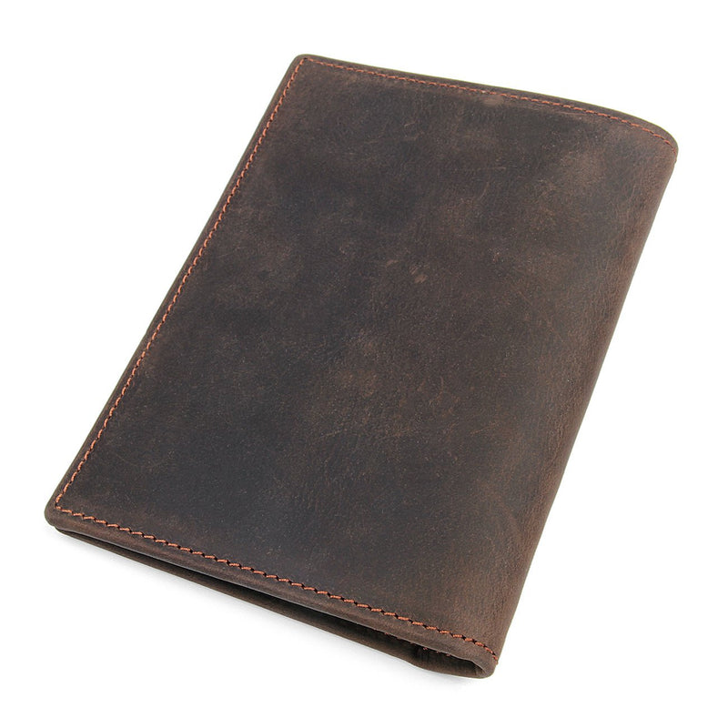 [Australia] - RFID Blocking Passport Holder Travel Wallet - Genuine Leather Dark Brown Bifold Wallet 