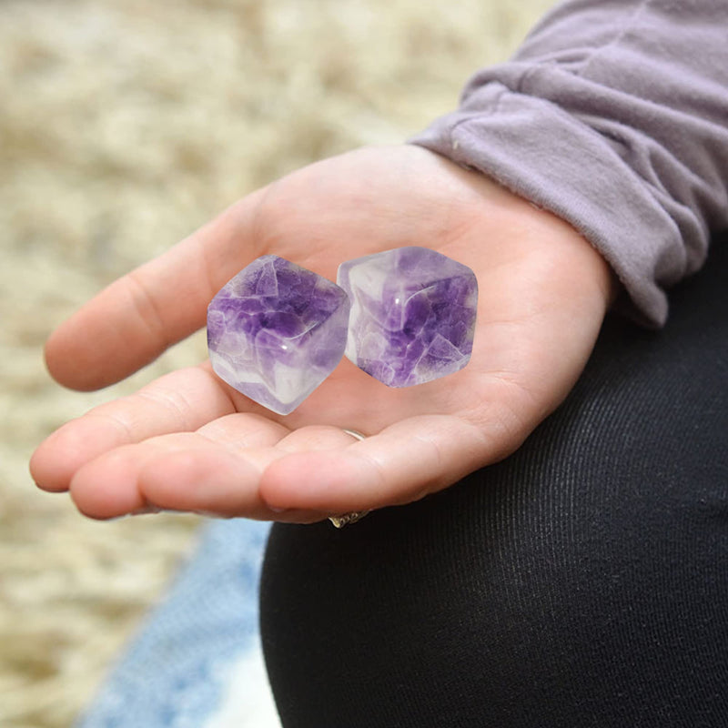 [Australia] - Natural Amethyst Healing Crystal Worry Stone,Anxiety Stones for Stress Relief Stone for Meditation Stress Relief ,Whiskey Chilling Stones（2Pcs） 