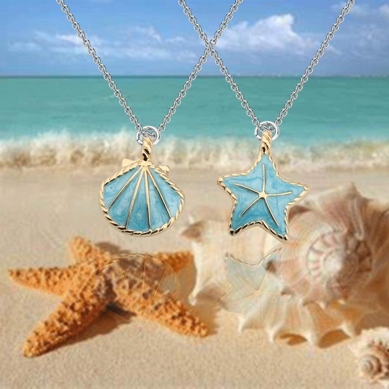 [Australia] - WSNANG Sea Shell Starfish Necklace/Earring Summer Jewelry Ocean Beach Themed Gifts for Women Girl Beach Lovers Gift 