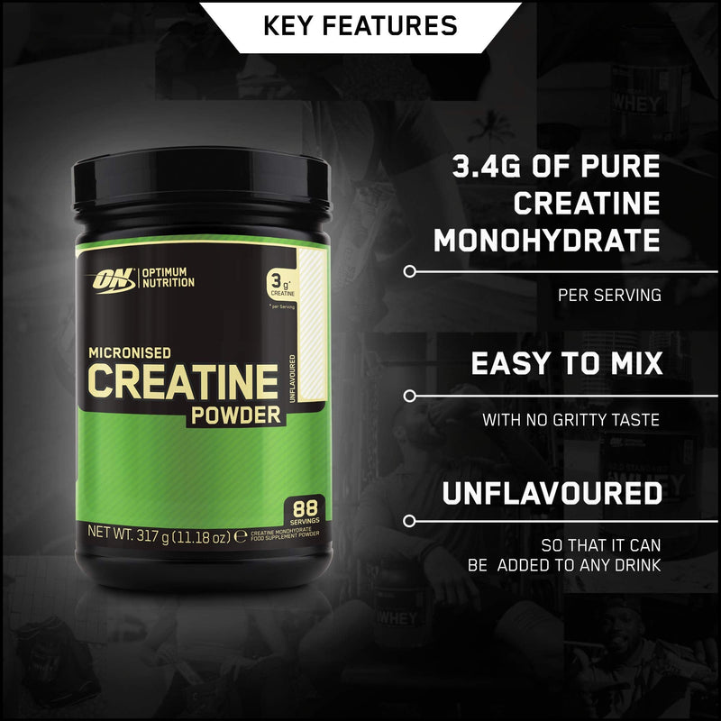[Australia] - Optimum Nutrition Micronised Creatine Powder, Unflavoured Monohydrate Powder for Muscle Growth, 88 Servings, 317 g 