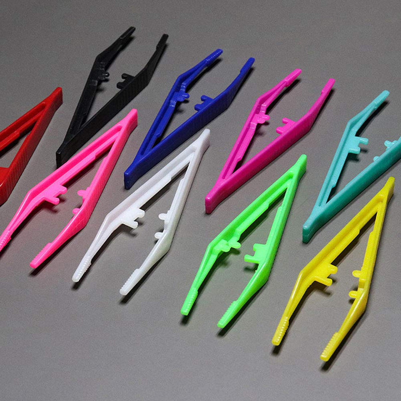 [Australia] - 20 Pcs Plastic Bead Tweezers Disposable Craft Tweezers for Home Classroom School Use, Random Color 