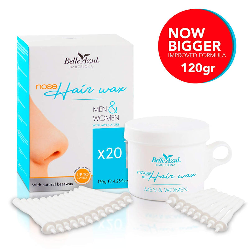 [Australia] - Belle Azul Nose Wax Kit - Nasal Hair Removal with Natural Beeswax 120g - Reusable Sticks with Anti-Spill Technology - Quick and Painless Method - 20 applicators - Made in Spain 