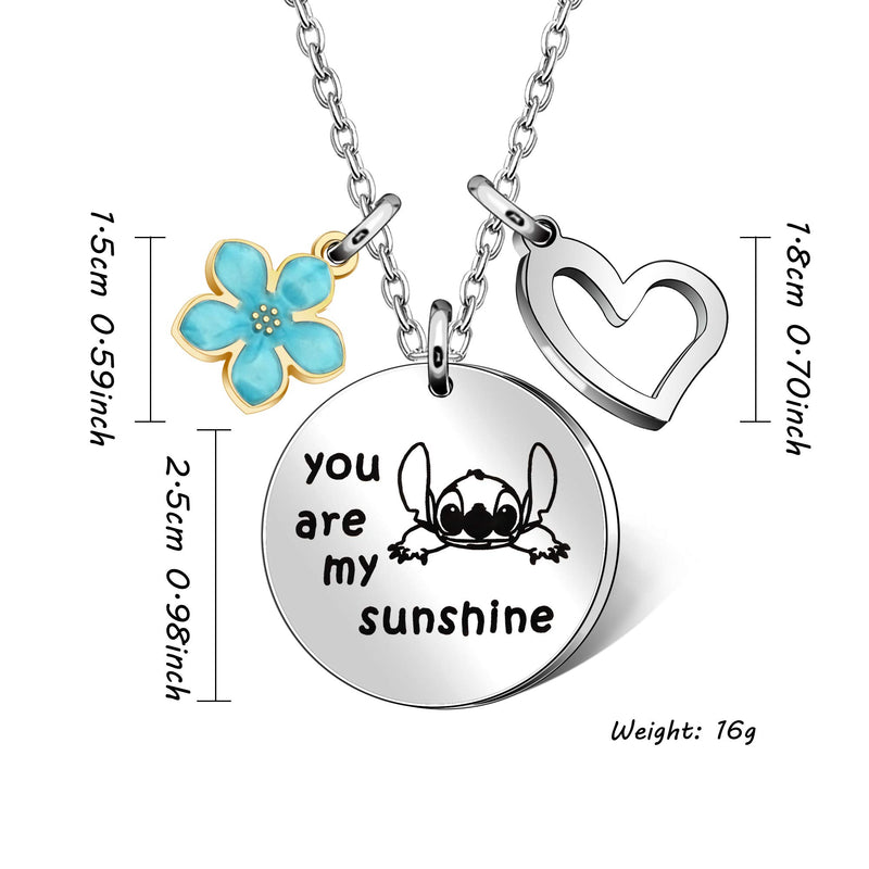 [Australia] - Maxforever Girl's Jewelry You are My Sunshine Necklace Gift for Daughter, Niece, Girls Blue Sakura 