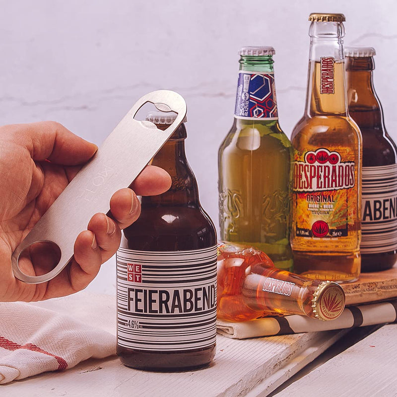 [Australia] - FLOW Barware 18cm Stainless Steel Bar Blade Bottle Opener | Heavy Duty Bottle Openers | Professional Barmen Bottle Opener | Silver 