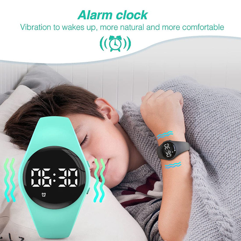 [Australia] - Led Digital Pedometer Watch , Digital Steps Tracker , Non-Bluetooth, Vibrating Alarm Clock, Stopwatch, Great Gift for Children Teens Girls Boys Women Green 