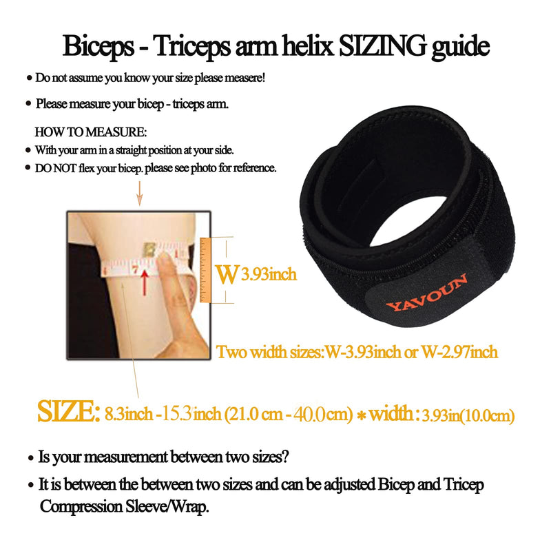 [Australia] - Tendonitis - Bicep ＆ Tricep Compression Sleeve/Wrap - Tricep Tendonitis, Bicep Tendonitis - Pain Relief for Bicep and Triceps Muscle Strains, Compression Arm Support (Black, 8.3" - 13.7" × W 3.93") 8.3 Inch - 13.7 Inch W3.93 Inch Black 