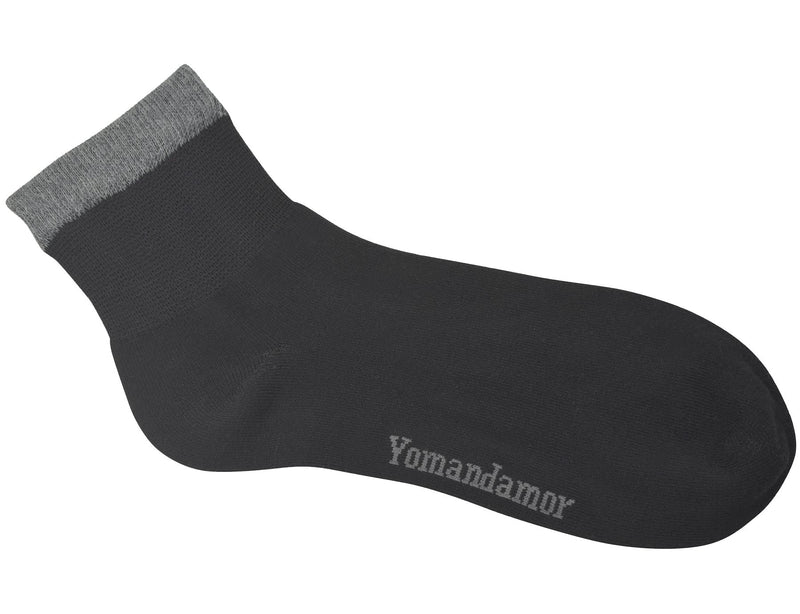 [Australia] - Yomandamor Men's Bamboo Diabetic Ankle Socks with Seamless Toe and Non-Binding Top,6 Pairs L Size(10-13) Large (6 Pair) 6 Pairs Black With Grep Top 