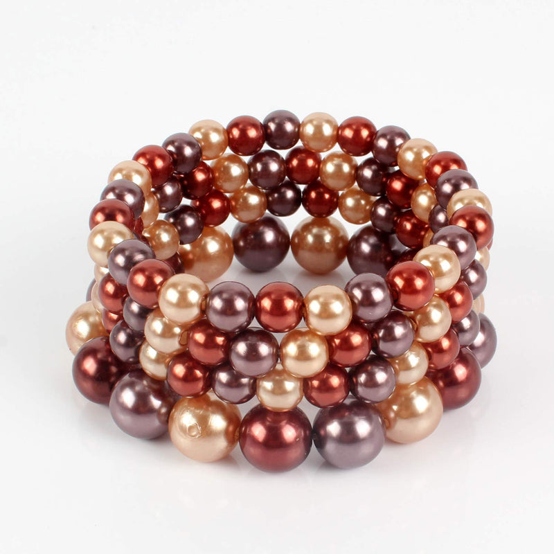 [Australia] - KOSMOS-LI Multi Layer Pearl Strand Costume Jewelry Sets NK10030SET BROWN 