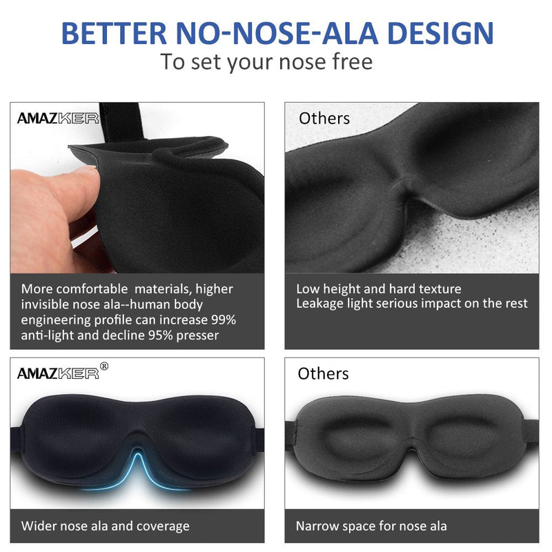 [Australia] - Sleep Mask AMAZKER Invisible Alar Deep Orbit 3D Eye Mask Ultra Lightweight & Comfortable Sleeping Mask Eye Sleep Mask for Travel, Nap, Shift Works Blue & Black 