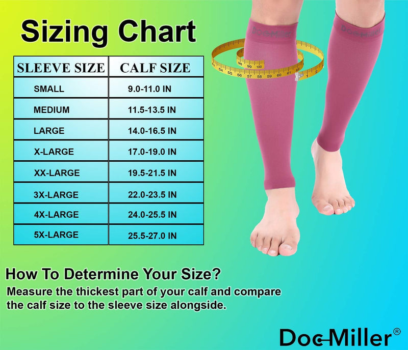 [Australia] - Doc Miller Calf Compression Sleeve Men and Women - 15-20mmHg Shin Splint Compression Sleeve Recover Varicose Veins, Torn Calf and Pain Relief - 1 Pair Calf Sleeves Maroon Color - Medium Size 