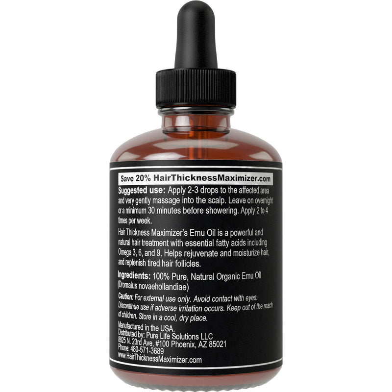 [Australia] - EMU Oil For Hair Growth by Hair Thickness Maximizer. Best Organic, Natural Oils Treatment with Omega 3,6,9. Stop Hair Loss Now. Hair Thickening Serum to Replenish Hair Follicles for Men and Women 1oz 1 Fl Oz (Pack of 1) 