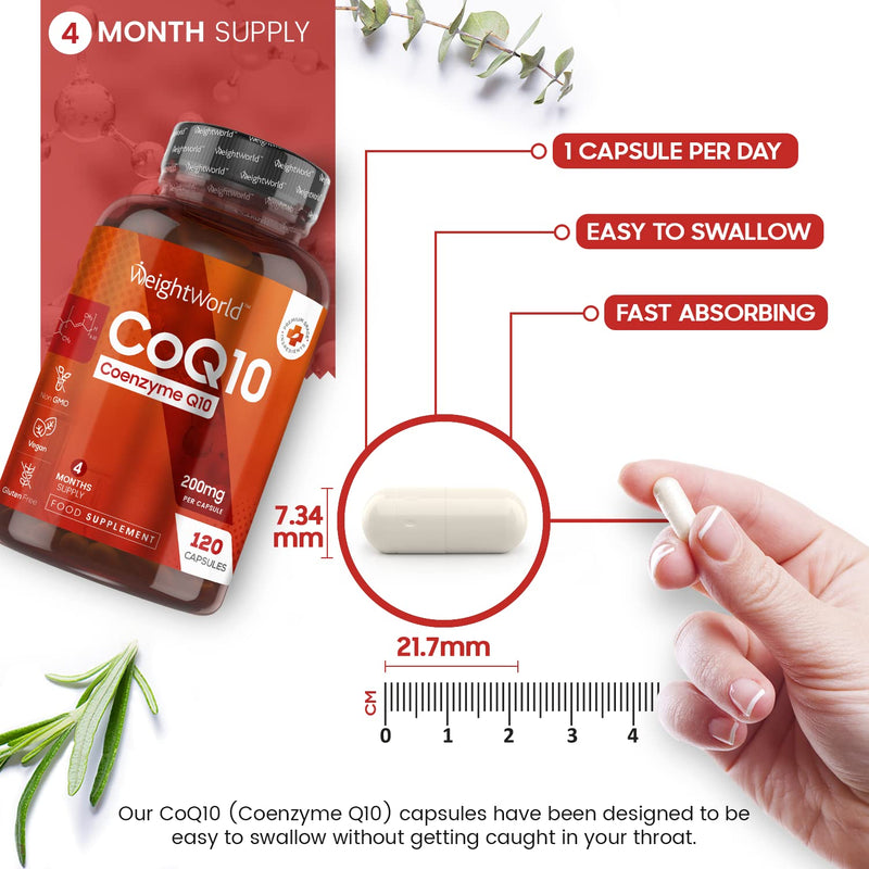 [Australia] - CoQ10 Supplement 200mg - CoEnzyme Q10 High Strength 120 Vegan Capsules (4 Months Supply) - Unfiltered & Fermented 100% Ubiquinone - CoQ10 High Absorption - Lactose & Allergen Free 