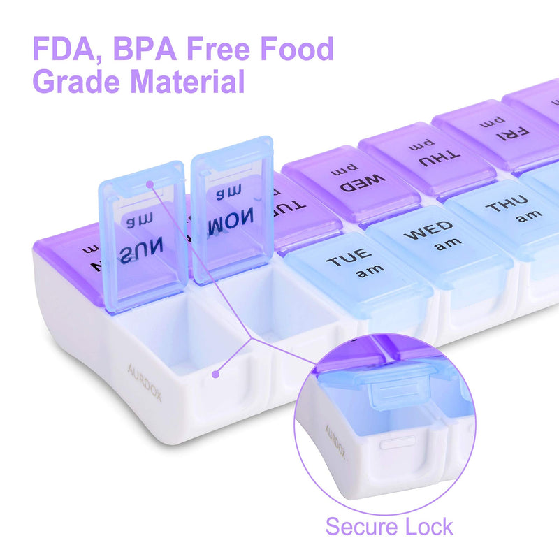 [Australia] - Twice a Day Detachable Weekly Pill Organizer with AM/PM Compartments Large, BPA Free Travel 7 Day Pill Box Case with Moisture-Proof Design 