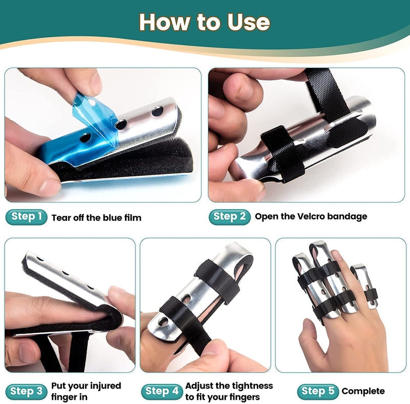 [Australia] - 3-Size Metal Finger Splints, EDNYZAKRN Aluminum Finger Support Brace for Trigger Finger Broken Finger, Mallet Finger Splint Straightening for Arthritis 