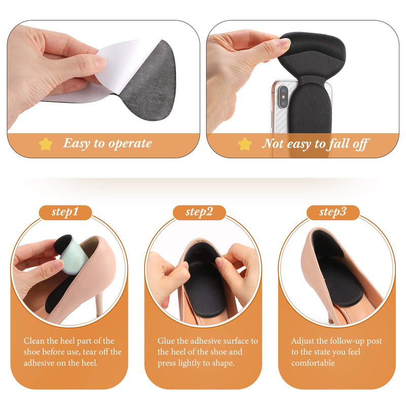 [Australia] - 2 Pairs Heel Shoe Grip Heel Cushion Pads Liner Self Heel Inserts Self-Adhesive Shoe Insoles Foot Care Protector Sticky Heel Cushion Inserts for Women Men (Black) Black 