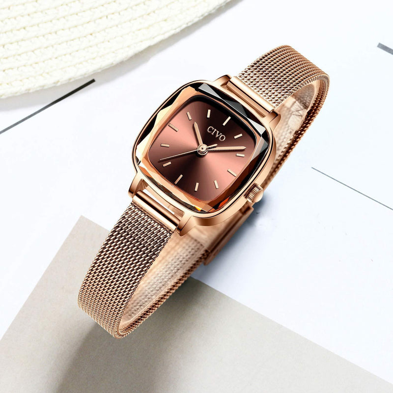 [Australia] - CIVO Womens Watches Ladies Stainless Steel Minimalist Waterproof Rose Gold Wrist Watch Designer Simple Elegant Casual Slim Analogue Watches for Ladies Girls with Marble Dial 3 Rosegold 