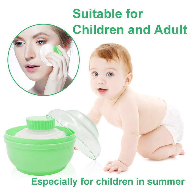 [Australia] - Storage Body Powder Container, Large 3.5" Fluffy Body After-bath Powder Case, Baby Care Face/Body Villus Powder Puff Box, Makeup Cosmetic Talcum Powder Container with Hand Holder (Green) 3.15 Inch Storage Type Green 