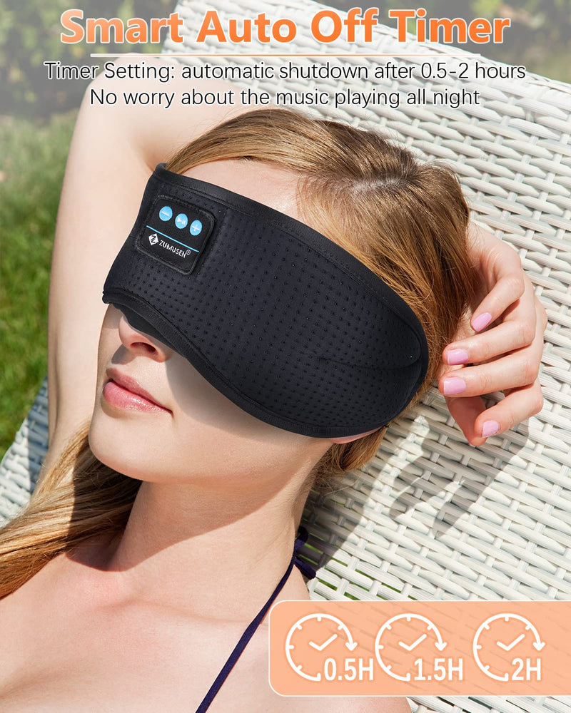 [Australia] - Sleep Headphones, White Noise Bluetooth 5.2 Sleep Eye Mask,3D Breathable Wireless Sleep Mask with Timer for Side Sleepers Travel Relaxation, Meditation, Cool Gadgets for Women Man Cool Black 