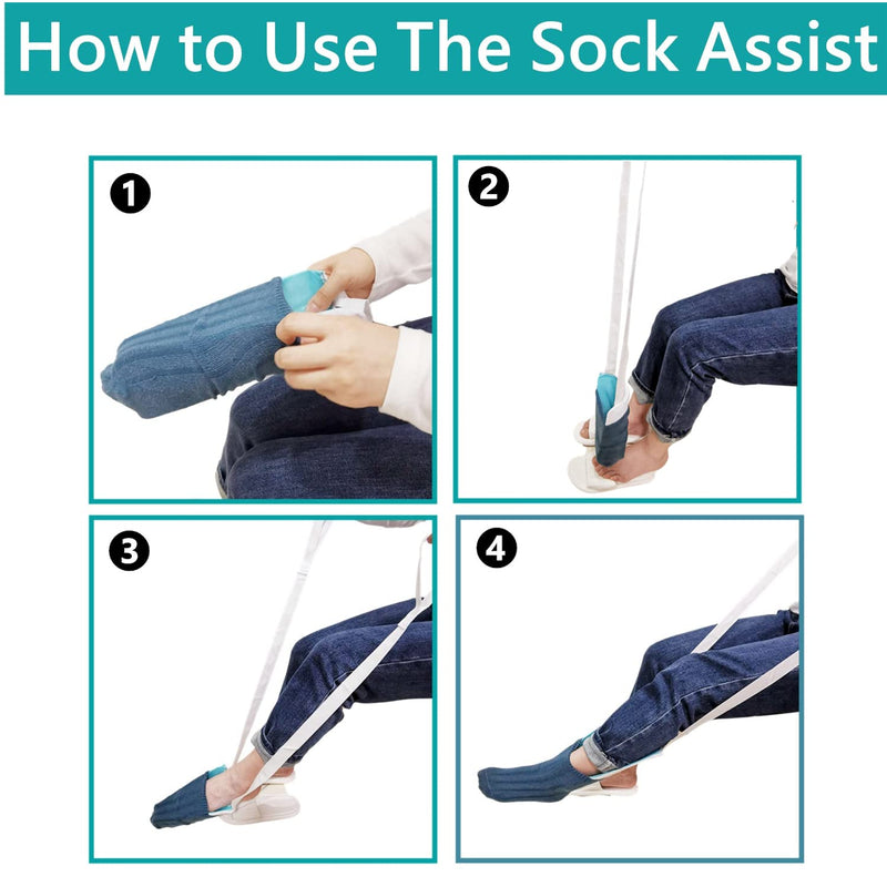 [Australia] - CAidRE Sock Aid - Sock Aide Device for Elderly, Disabled, Pregnant, Diabetics-Sock Helper Aide Tool Blue 