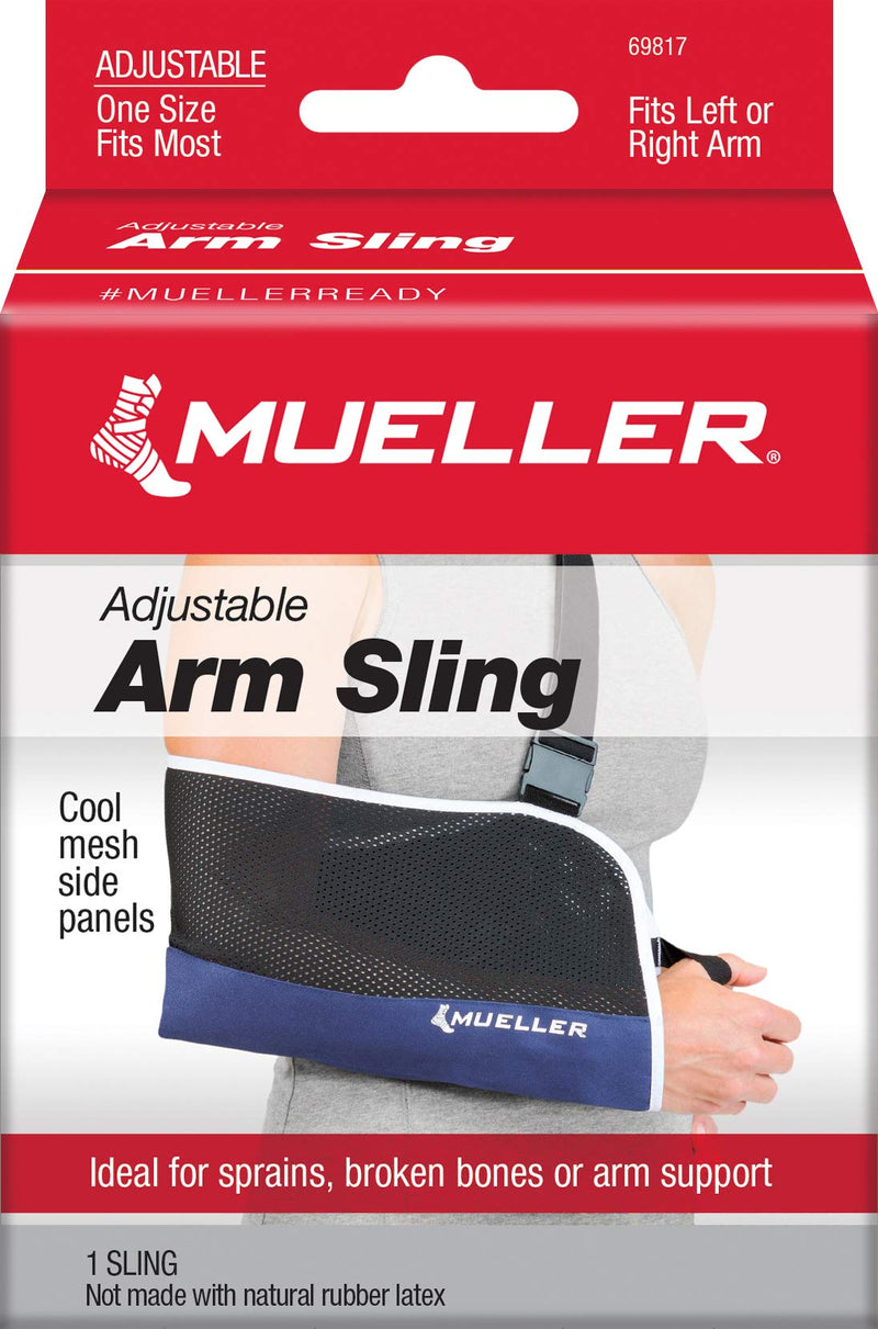 [Australia] - Mueller Sports Medicine Adjustable Arm Sling, For Men and Women, Black/Blue, One Size Fits Most Blue W/Black Mesh 