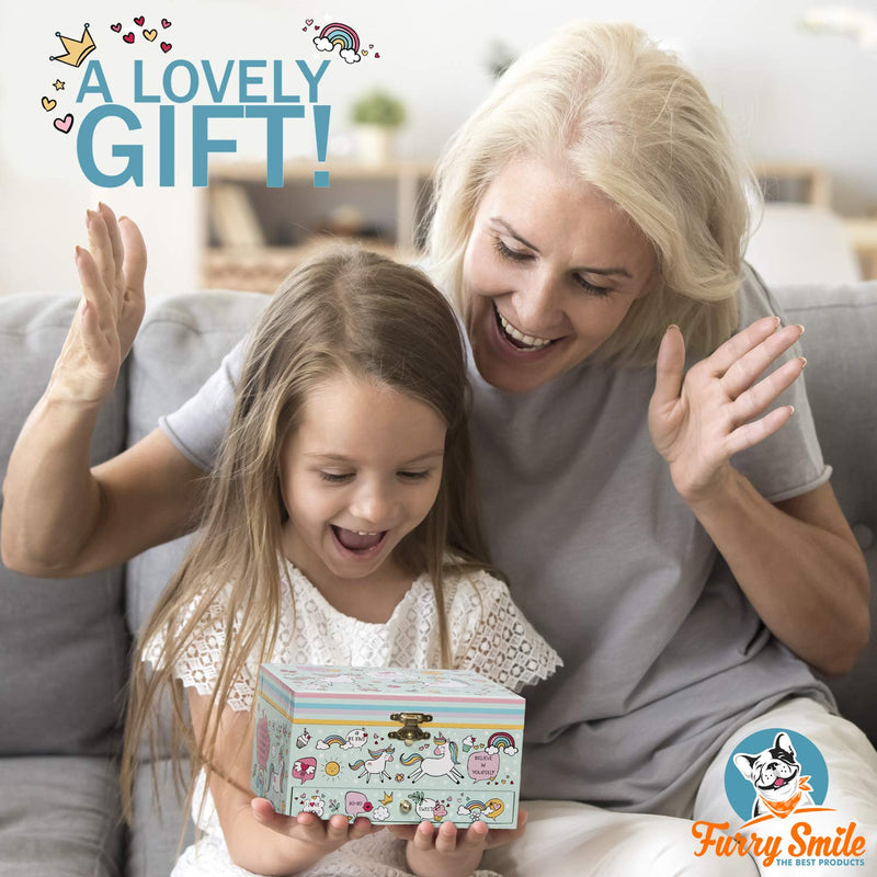 [Australia] - Musical Unicorn Jewelry Box for Girls - Kids Music Box Jewelry Organizer with Drawer Plays You Are My Sunshine with Heart Necklace and Bracelet Set - Girls Jewelry Box - Unicorn Music Boxes for Girls 