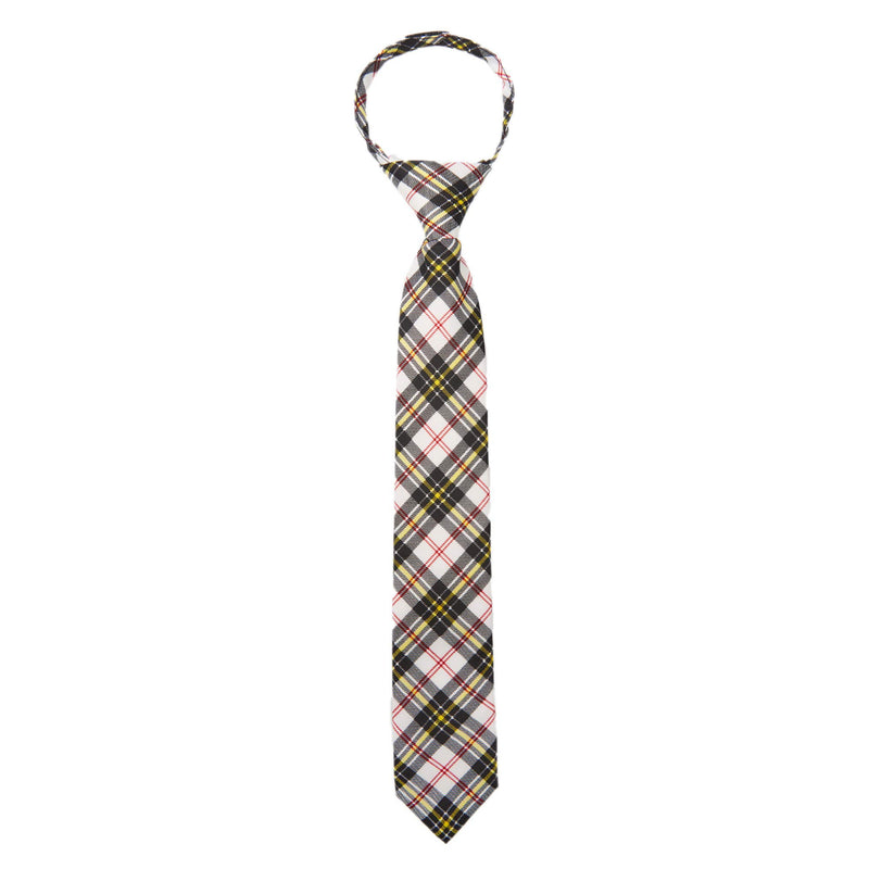 [Australia] - Jacob Alexander Boys' Royal Tartans Plaid 14-inch Zipper Neck Tie Black/White 