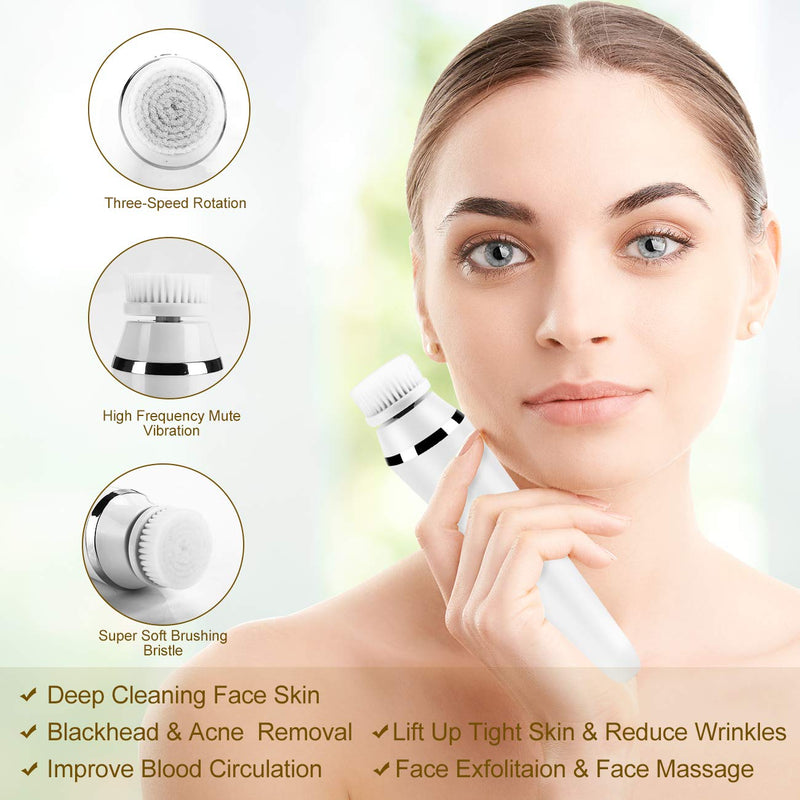 [Australia] - TOPyoth Facial Cleansing Brush, Facial Cleansing brush Rechargeable and Waterproof 3-in-1 Facial Brush use for Skin care Gentle Exfoliating Deep Cleansing Black & White 