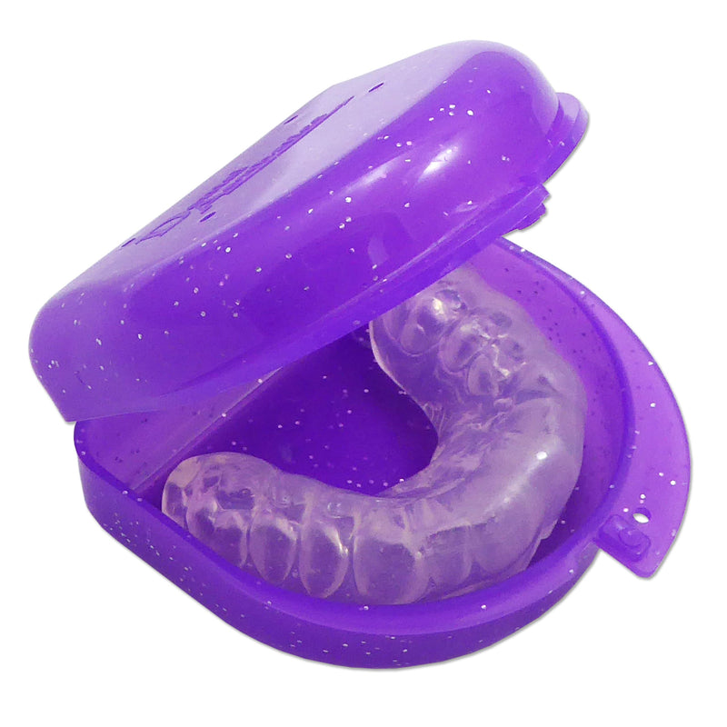 [Australia] - Glitter Gum Shield Case - Mouthguard Box for Ortho Retainers, Sports Dental Appliances, Dentures & More Glitter Purple 