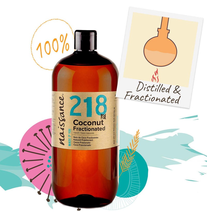 [Australia] - Naissance Liquid Fractionated Coconut Oil (No. 218) 1 Litre - 100% Pure Natural for Skin, Hair, Lip Gloss, Beauty, Recipes, Aromatherapy, Massage - Edible MCT Oil ‚Äì Cruelty Free, Vegan 